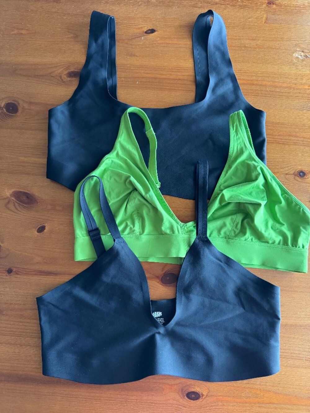 Parade Bralettes - Two Black - One Green - All Size X-Large